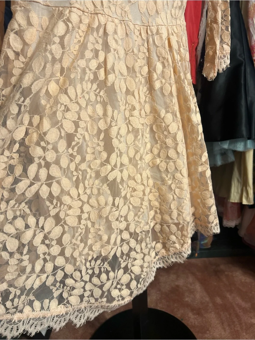 Free People Roco Lace Dress Size 10 Taupe Blush Boho Romantic